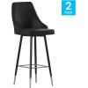 Flash Furniture Shelly Set of 2 Commercial Bar Height Bar Stools – Black LeatherSoft Upholstery – Black Metal Frames – 30″ High – Chrome Feet and Footrests(Black)