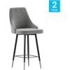 Flash Furniture Shelly Set of 2 Commercial Bar Height Bar Stools – Black LeatherSoft Upholstery – Black Metal Frames – 30″ High – Chrome Feet and Footrests(Grey)