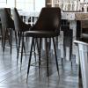 Flash Furniture Shelly Set of 2 Commercial Bar Height Bar Stools – Black LeatherSoft Upholstery – Black Metal Frames – 30″ High – Chrome Feet and Footrests(Black)