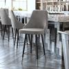 Flash Furniture Shelly Set of 2 Commercial Bar Height Bar Stools – Black LeatherSoft Upholstery – Black Metal Frames – 30″ High – Chrome Feet and Footrests(Grey)