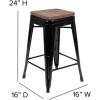 Flash Furniture Sinclair 24″ High Backless Mint Green Counter Height Stool with Square Wood Seat(Black)