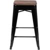 Flash Furniture Sinclair 24″ High Backless Mint Green Counter Height Stool with Square Wood Seat(Black)