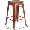 Flash Furniture Sinclair 24″ High Backless Mint Green Counter Height Stool with Square Wood Seat(Copper)