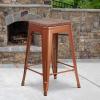Flash Furniture Sinclair 24″ High Backless Mint Green Counter Height Stool with Square Wood Seat(Copper)