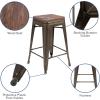 Flash Furniture Sinclair 24″ High Backless Mint Green Counter Height Stool with Square Wood Seat(Gun Metal)
