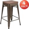 Flash Furniture Sinclair 24″ High Backless Mint Green Counter Height Stool with Square Wood Seat(Gun Metal)