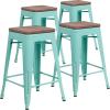 Flash Furniture Sinclair 24″ High Backless Mint Green Counter Height Stool with Square Wood Seat(Mint Green)