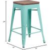 Flash Furniture Sinclair 24″ High Backless Mint Green Counter Height Stool with Square Wood Seat(Mint Green)