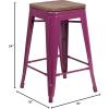 Flash Furniture Sinclair 24″ High Backless Mint Green Counter Height Stool with Square Wood Seat(Purple)