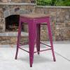 Flash Furniture Sinclair 24″ High Backless Mint Green Counter Height Stool with Square Wood Seat(Purple)