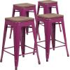 Flash Furniture Sinclair 24″ High Backless Mint Green Counter Height Stool with Square Wood Seat(Purple)