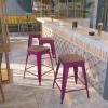 Flash Furniture Sinclair 24″ High Backless Mint Green Counter Height Stool with Square Wood Seat(Purple)