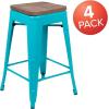 Flash Furniture Sinclair 24″ High Backless Mint Green Counter Height Stool with Square Wood Seat(Teal)