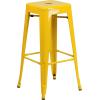 Flash Furniture Stone Commercial Grade 23.75″ Square Yellow Metal Indoor-Outdoor Bar Table Set with 2 Square Seat Backless Stools(Yellow)