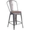 Flash Furniture 30″ High Crystal Teal-Blue Metal Barstool with Back and Wood Seat(1)