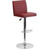 Flash Furniture Avery Contemporary White Vinyl Adjustable Height Barstool with Panel Back and Chrome Base (Pack of 2)(Burgundy)