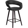 Flash Furniture Brynn Series 24” High Contemporary Cappuccino Wood Counter Height Stool in Black Vinyl(Black)