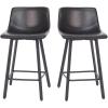 Flash Furniture Caleb Modern Armless 24 Inch Counter Height Stools Commercial Grade with Footrests and Matte Metal Frames, Set of 2