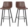 Flash Furniture Caleb Modern Commercial Barstools with Footrests – Black LeatherSoft -30 Inch – Black Matte Iron Frame – Armless – Set of 2(Chocolate Brown Leathersoft/Black)