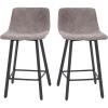 Flash Furniture Caleb Modern Commercial Barstools with Footrests – Black LeatherSoft -30 Inch – Black Matte Iron Frame – Armless – Set of 2(Gray Leathersoft/Black)