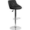 Flash Furniture Contemporary Brown Vinyl Bucket Seat Adjustable Height Barstool with Diamond Pattern Back and Chrome Base(Black)