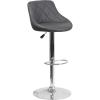 Flash Furniture Contemporary Brown Vinyl Bucket Seat Adjustable Height Barstool with Diamond Pattern Back and Chrome Base(Grey)