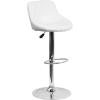 Flash Furniture Contemporary Brown Vinyl Bucket Seat Adjustable Height Barstool with Diamond Pattern Back and Chrome Base(White)