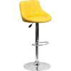Flash Furniture Contemporary Brown Vinyl Bucket Seat Adjustable Height Barstool with Diamond Pattern Back and Chrome Base(Yellow)