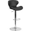 Flash Furniture Contemporary Charcoal Fabric Adjustable Height Barstool with Curved Back and Chrome Base(Black Vinyl)