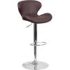 Flash Furniture Contemporary Charcoal Fabric Adjustable Height Barstool with Curved Back and Chrome Base(Brown Vinyl)