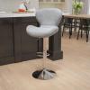 Flash Furniture Contemporary Charcoal Fabric Adjustable Height Barstool with Curved Back and Chrome Base(Gray Fabric)