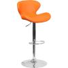 Flash Furniture Contemporary Charcoal Fabric Adjustable Height Barstool with Curved Back and Chrome Base(Orange Vinyl)
