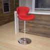 Flash Furniture Contemporary Charcoal Fabric Adjustable Height Barstool with Curved Back and Chrome Base(Red Vinyl)