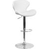 Flash Furniture Contemporary Charcoal Fabric Adjustable Height Barstool with Curved Back and Chrome Base(White Vinyl)