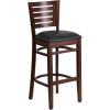 Flash Furniture Darby Series Slat Back Walnut Wood Restaurant Barstool – Black Vinyl Seat(Black Vinyl Seat/Walnut Wood Frame)
