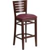 Burgundy Vinyl Seat/Walnut Wood Frame
