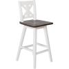 Flash Furniture Gwendolyn Commercial Modern Farmhouse Barstool – Antique White Wash Frame – Gray Wash Seat – Counter Height – 360° Swivel Seat – Integrated Footrest(Antique White Wash Frame/Gray Wash Seat)