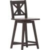 Flash Furniture Gwendolyn Commercial Modern Farmhouse Barstool – Antique White Wash Frame – Gray Wash Seat – Counter Height – 360° Swivel Seat – Integrated Footrest(Gray Wash Walnut)