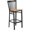 Natural Wood Seat/Black Metal Frame