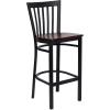 Flash Furniture HERCULES Series Black School House Back Metal Restaurant Barstool – Mahogany Wood Seat