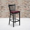 Flash Furniture HERCULES Series Black Vertical Back Metal Restaurant Barstool – Burgundy Vinyl Seat(Burgundy Vinyl Seat/Black Metal Frame)