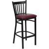 Flash Furniture HERCULES Series Black Vertical Back Metal Restaurant Barstool – Burgundy Vinyl Seat(red)