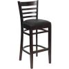 Black Vinyl Seat/Walnut Wood Frame