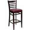 Burgundy Vinyl Seat/Walnut Wood Frame