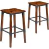 Flash Furniture Jackson 2 Pack Rustic Antique Walnut Industrial Wood Dining Backless Barstool