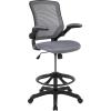 Flash Furniture Kale Mid-Back Swivel Office Chair with Height Adjustable Foot Ring and Lumbar Support, Mesh Executive Chair with Armrests, Dark Gray
