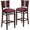 Burgundy Vinyl Seat/Walnut Wood Frame