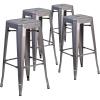 Flash Furniture Lincoln 30” High Backless Clear Coated Metal Indoor Barstool with Square Seat(Set of 4)