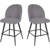 Flash Furniture Lyla Commercial Grade Modern Armless Counter Stools-Gray Faux Linen Upholstery-26″ Barstool-Contoured Backrest-Steel Frame & Footrest-Set of 2