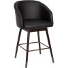 Flash Furniture Margo Commercial Grade Mid-Back Counter Stool – Black LeatherSoft Upholstery – Walnut Finish Beechwood Legs with Soft Bronze Accents – 26″ Barstool